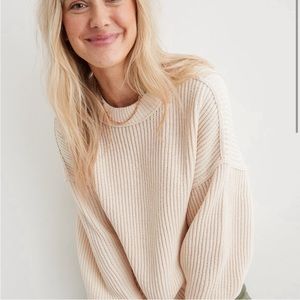 AERIE BEYOND CHENILLE SWEATER - TOASTED COCONUT